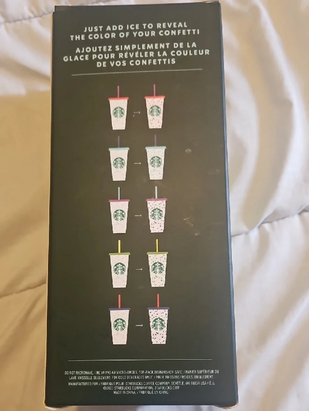 Starbucks White Reusable Cold Cup Set with Multicolor Confetti Straws